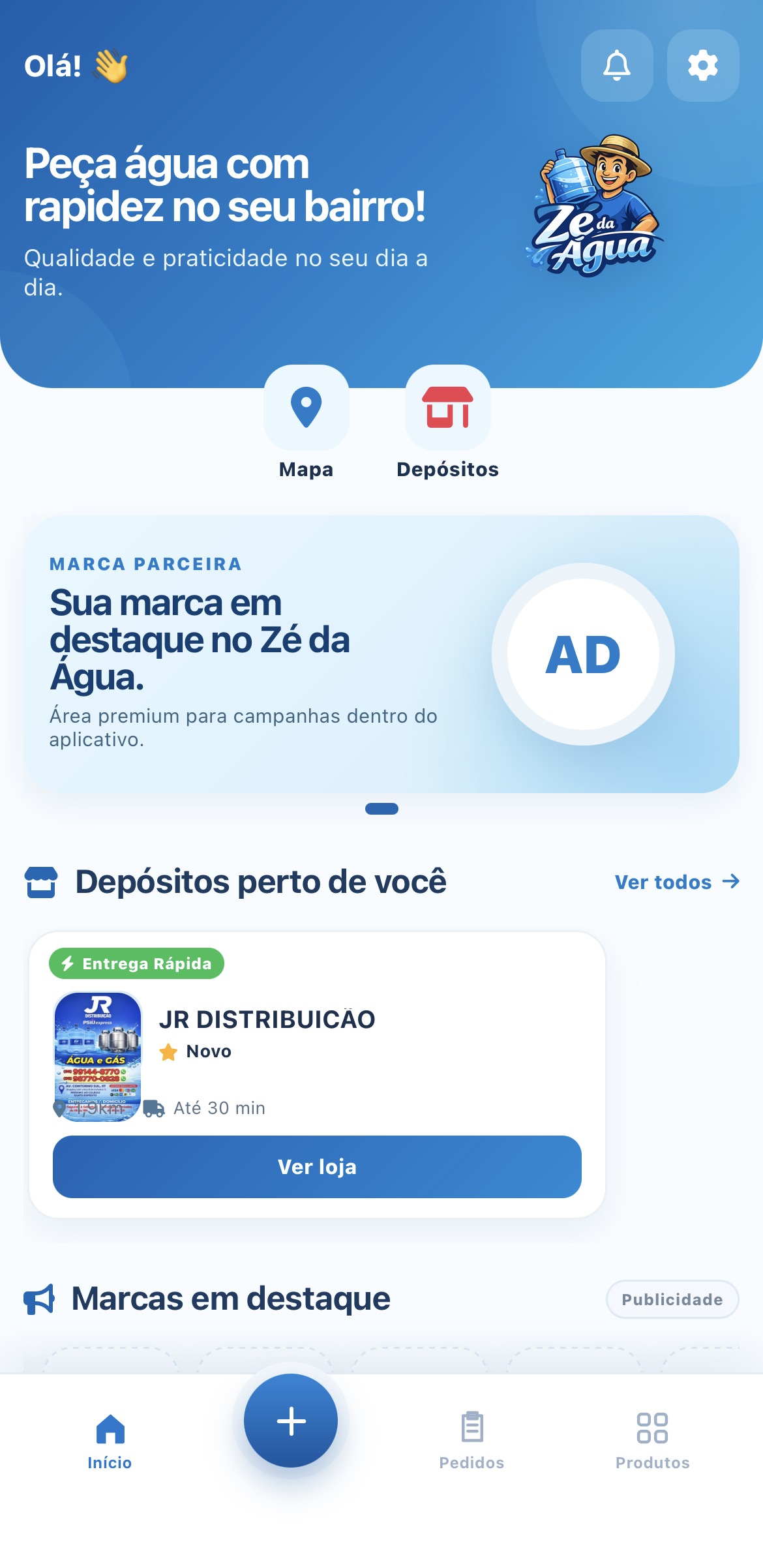 Tela do aplicativo Zé da Água 3