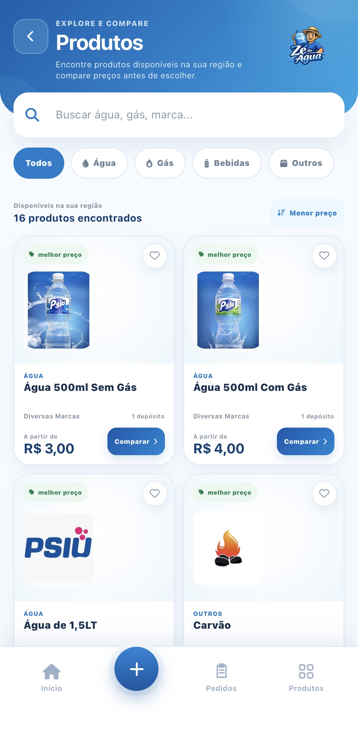 Tela do aplicativo Zé da Água 6